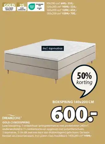 Jysk DREAMZONE GOLD C5 BOXSPRING aanbieding