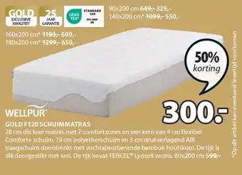 Jysk WELLPUR GOLD F120 SCHUIMMATRAS aanbieding