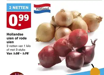 Hoogvliet Hollandse uien of rode uien 1 kilo aanbieding