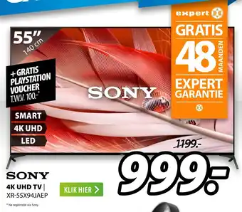 Expert SONY 4K UHD TV | XR-55X94JAEP aanbieding