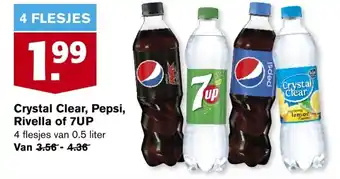 Hoogvliet Crystal Clear, Pepsi, Rivella of 7UP 0.5 liter aanbieding