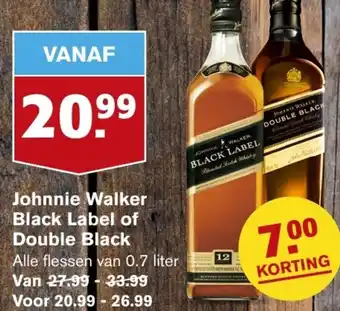 Hoogvliet Johnnie Walker Black Label of Double Black 0.7 liter aanbieding