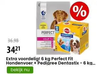 Zooplus Extra voordelig! 6kg Perfect Fit Hondenvoer + Pedigree Dentastix - 6kg ... aanbieding