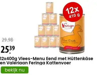 Zooplus 12x400g Vlees-Menu Eend met Huttenkase en Valeriaan Feringa Kattenvoer aanbieding