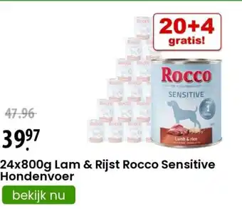 Zooplus 24x800g Lam & Rijst Rocco Sensitive Hondenvoer aanbieding