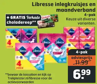 Trekpleister Libresse inlegkruisjes en maandverband 4-pak aanbieding