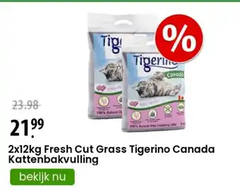 Zooplus 2x12kg Fresh Cut Grass Tigerino Canada Kattenbakvulling aanbieding