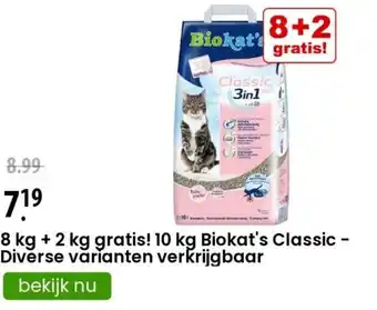 Zooplus 8 kg + 2 kg gratis! 10 kg Biokat's Classic - Diverse varianten verkrijgbaar aanbieding