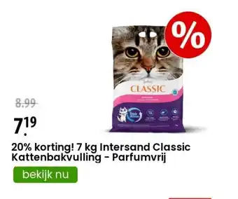 Zooplus 20% korting! 7 kg Intersand Classic Kattenbakvulling - Parfumvrij aanbieding