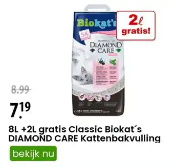 Zooplus 8L + 2L gratis Classic Biokat's Diamond care Kattenbakvulling aanbieding