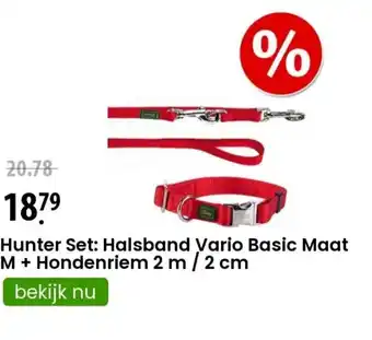 Zooplus Hunter Set: Halsband Vario Basic Maat M + Hondenriem  2 m / 2 cm aanbieding