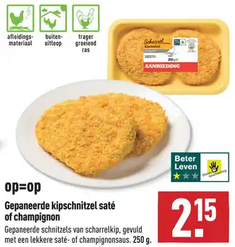 ALDI Gepaneerde kipschnitzel saté of champignon aanbieding