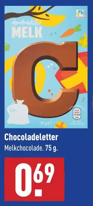 ALDI Chocoladeletter Melkchocolade. 75 g. aanbieding