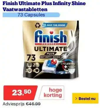 Bol.com Finish Ultimate Plus Infinity Shine Vaatwastabletten aanbieding