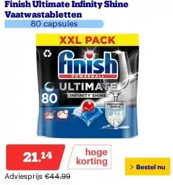 Bol.com Finish Ultimate Infinity Shine Vaatwastabletten aanbieding