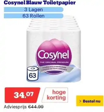 Bol.com Cosynel Blauw Toiletpapier aanbieding