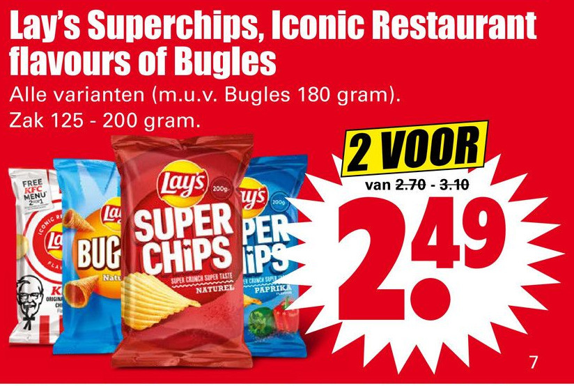 Lay's Superchips, Iconic Restaurant flavours of Bugles aanbieding bij Dirk