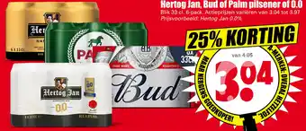 Dirk Hertog Jan, Bud of Palm pilsener of 0.0 aanbieding