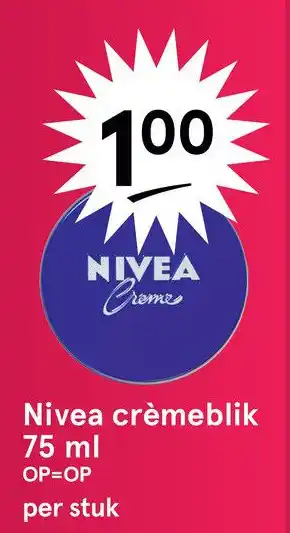 Etos Nivea crèmeblik 75 ml a aanbieding