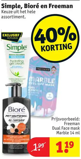 Kruidvat Simple, Bioré en Freeman aanbieding