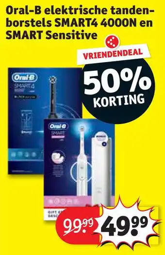 Kruidvat Oral-B elektrische tanden- borstels SMART4 4000N en SMART Sensitive aanbieding