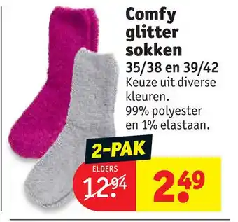 Kruidvat Comfy glitter sokken SO aanbieding