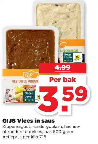 PLUS GIJS Vlees in saus aanbieding