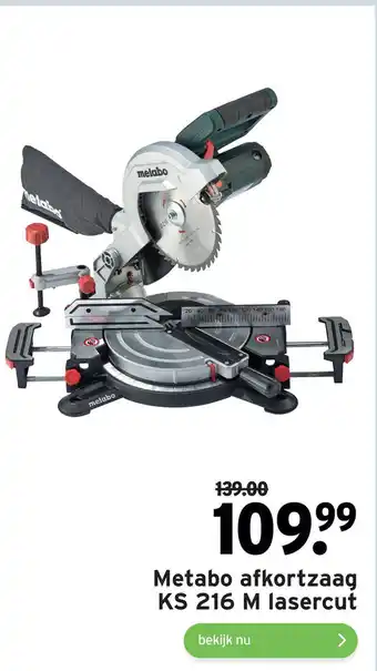 GAMMA Metabo afkortzaag KS 216 M lasercut aanbieding