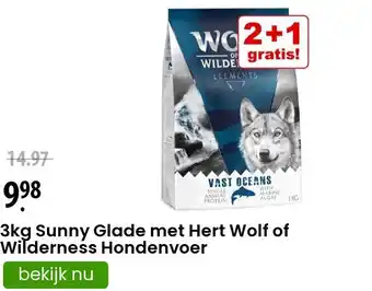 Zooplus 3kg Sunny Glade met Hert Wolf of Wilderness Hondenvoer aanbieding