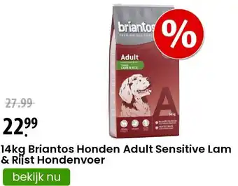 Zooplus 14kg Briantos Honden Adult Sensitive Lam & Rijst Hondenvoer aanbieding