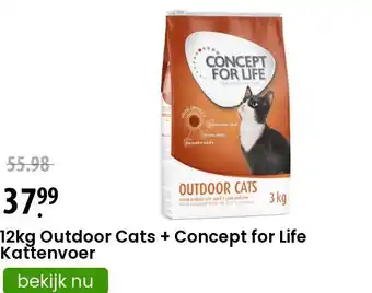 Zooplus 12kg Outdoor Cats + Concept for Life Kattenvoer aanbieding