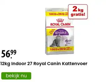 Zooplus 12kg Indoor 27 Royal Canin Kattenvoer aanbieding