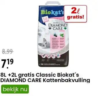 Zooplus 8L +2L gratis Classic Biokat´s DIAMOND CARE Kattenbakvulling aanbieding