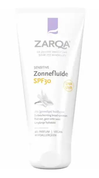 De Online Drogist Zarqa Sensitive Zonnefluïde SPF30 aanbieding