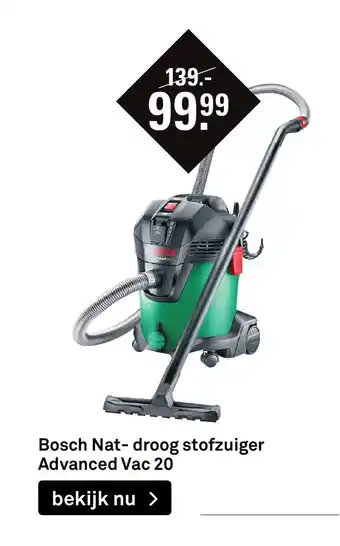 Karwei Bosch Nat-Droog Stofzuiger Advanced Vac 20 aanbieding