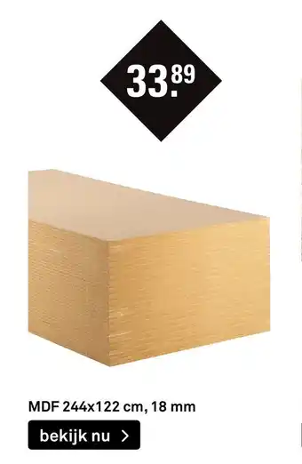 Karwei MDF 244 x 122 cm, 18 mm aanbieding