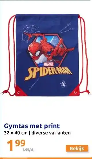Action Gymtas met print aanbieding