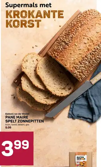 Ekoplaza Bakkerij van der Westen PANE MAIRE SPELT ZONNEPITTEN aanbieding