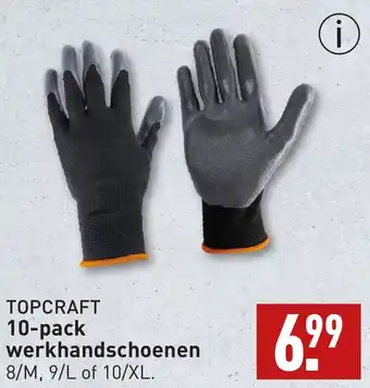 ALDI TOPCRAFT 10-pack werkhandschoenen aanbieding