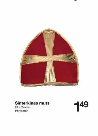 Zeeman Sinterklaas Muts 24 X 24 Cm aanbieding