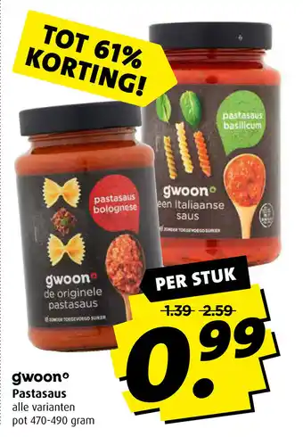 Boni G'woon pastasaus 470-490g aanbieding