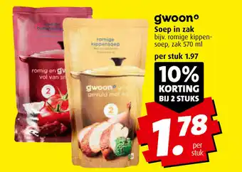 Boni G'woon soep in zak 570ml aanbieding