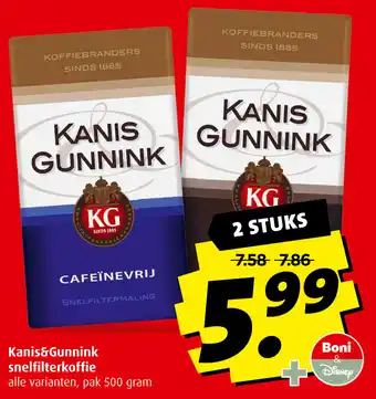 Boni Kanis&Gunnink snelfilterkoffie 500g aanbieding