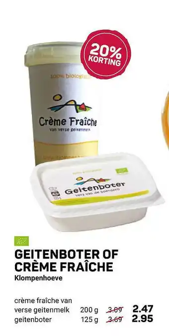 Ekoplaza Geitenboter Of Crème Fraîche Klompenhoeve 20% Korting aanbieding