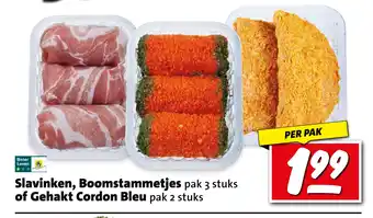 Boni Slavinken, Boomstammetjes pak 3 stuks of Gehakt Cordon Bleu pak 2 stuks aanbieding