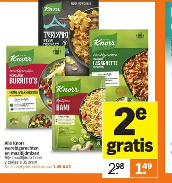 Albert Heijn Alle Knorr wereldgerechten en maaltijdmixen aanbieding