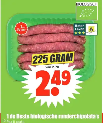 Dirk 1de Beste biologische runderchipolata's 225g aanbieding