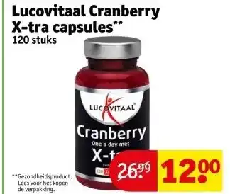 Kruidvat Lucovitaal Cranberry X-tra capsules 120 stuks aanbieding