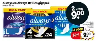 Kruidvat Always en Always Dailies gigapak aanbieding