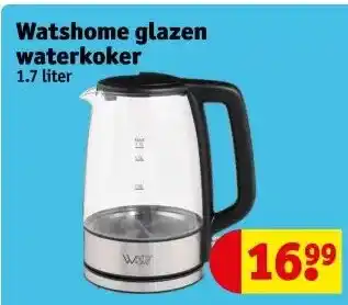Kruidvat Watshome glazen waterkoker 1.7 liter aanbieding